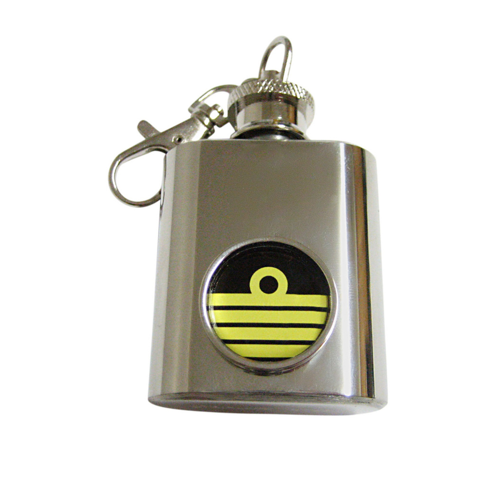 Round Nautical Captain Rank Keychain Flask - image 1